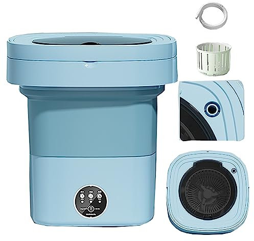 Lavadora Portatil, Lavadora Plegable con Centrifugado, Gran Capacidad de 15L, for Acampar, VehíCulos Recreativos, Viajes, Espacios PequeñOs, Liviana y FáCil de Transportar (Color : Blue)