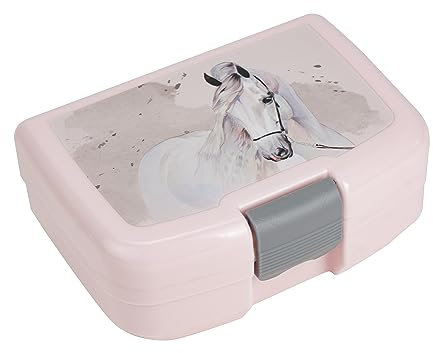 p:os 35301 - Cool Kids Boîte à goûter pour Enfants avec Motif de Chevaux, boîte à déjeuner en Plastique avec Un Compartiment et Fermeture par Clip, pour Le Jardin d'enfants, l'école et Les Loisirs