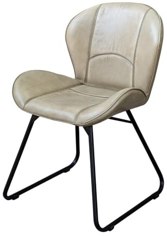 Casa Moro Lederstuhl Esszimmerstuhl - Echtleder & Schmiedeeisen, Leder Retro-Stuhl für Küche Garten Terrasse Esszimmer SP22662 BEIGE