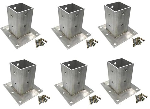 fissaggio pali legno Staffe for pergola zincate quadrate, staffa for montante 7x7 8x8 pollici con accessori for l'installazione, altezza 5 supporti for recinzione universale da giardino for esterni s