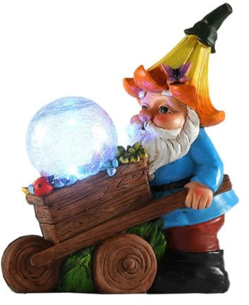 UKCOCO Dekorative Solarleuchten Solarzwerg-Statue Gartenzwerg-Statue Solar Gartenzwerg Lustige Sonne Gnomenskulpturen Mit Solarleuchten Led-GNOME-licht Harz Laternenlicht Schreibtisch