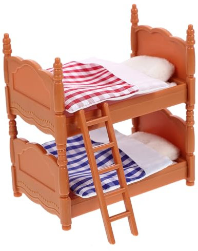 TOYANDONA Etagenbett Für Doppelpuppen Puppenhaus-doppelbett Puppenhaus-hochbett Bett Im Maßstab 1:12 Etagenbett Für Puppen Kleines Puppenhaus-Schlafzimmer-Set Mini Kind Puppenbett Plastik