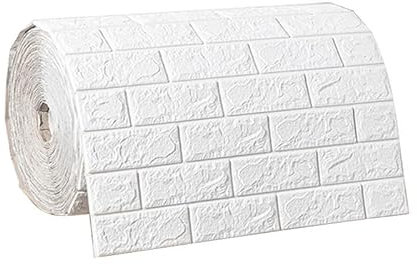 Papier peint en brique 3D, carreaux muraux auto-adhésifs de 33 pieds x 2,3 pieds, décoration de maison imperméable, panneau mural 3D for cuisine, salle de bain, salon (Color : White, Size : 70cm*5m