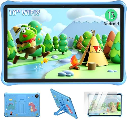 Blackview Tab 30 Kids, 10,1 Zoll Android 13 Kinder Tablet HD+ IPS Display, 6GB RAM+64GB ROM (128GB Externer SD), 5100mAh Akku, 5MP Dual-Kamera, WiFi 6 Bluetooth, Dual Box-Lautsprecher Blau