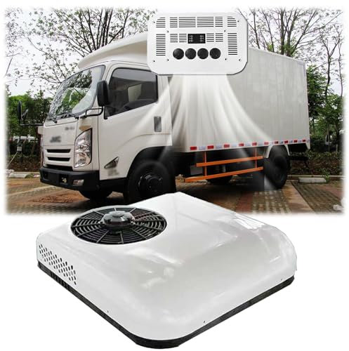Climatiseur De Toit Pour Camion Et Camping-car, Climatiseur De Stationnement Avec Refroidissement, Sans Tuyau, 12V Électrique Climatiseur DC, Ultra-Mince(Blanca)