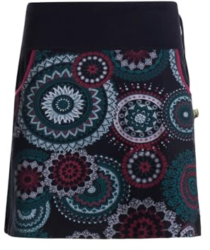 Vishes kurzer Damen-Rock mit Mandalas I Handgefertigt aus 100% Baumwolle I Rock mit Taschen I Ideal für warme & kalte Monate I Nachhaltige Alternative Bekleidung