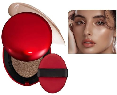 Cushion Foundation Leichte Textur, halbmattes Finish 72 Stunden lang tragbar, aufbaubare Deckkraft, Sonnenschutz, wasserfest, klares Make-up Red+Shell+Air konzentriert sich darauf,18g