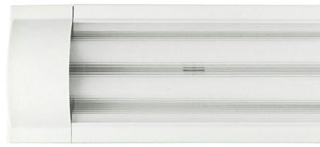 Pantalla IP20 para 2 tubos trifásicos de 18W, 60 cm, ideal para iluminación en oficinas y comercios.