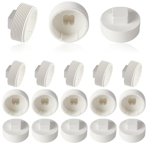 AHANDMAKER 10 tapas de extremo de tubo roscado macho de PVC de 2 pulgadas, enchufe de rosca macho de PVC SCH40, enchufe de tapa de extremo de limpieza de PVC, adaptador de tapa de extremo macho NPT,