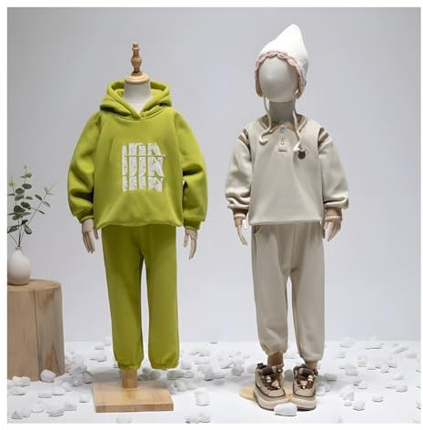 GRRICEPL Schaufensterpuppe Kleidung Form, 2-8 Jahre Alt Mannequin Torse Körper, Unisex Kleinkind Schaufensterpuppe Körper Mit Massivem Holzsockel(Brown-A,6)