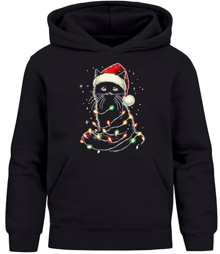 MoonWorks® Kinder Hoodie Weihnachtspullover Katze Jungen Mädchen Weihnachtsoutfit Kinder