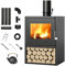Coolpleasant Poêle à Bois Multi-Combustible Contemporain,10kw/15kw, Poêle à Haut Rendement énergétique en Fonte avec Magasin De Bûches, Poele a Granule pour Chauffer Les Pièces(Size:24 x 19.5 x 34in)