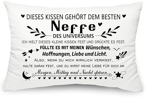Yufansd Neffe Geschenk Neffe Kopfkissenbezug Dieses Kissen gehört dem besten Neffe Geburtstagsgeschenk Deko für Kissen Andenken Kissenhülle 1 Stück 50x75 (Neffe)