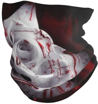 Hyaszst Bandana multifonctionnel, couvre-chef, écharpe, protection faciale, cache-cou, tube,Roses blanches avec du sang
