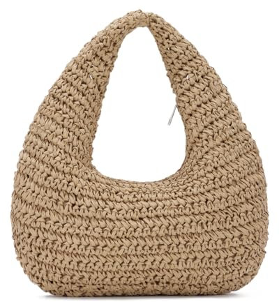 SUKUTU Bolsos de Verano para Mujer Bolsos de playa de paja Bolsos de Rafia Tejida para Vacaciones