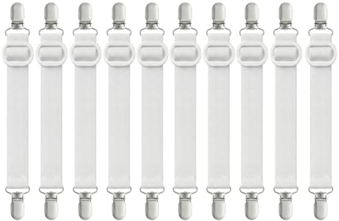 Tideno 10 Stück Spanner für Bettlaken, (35cm -130cm) Elastische Bettlakenspanner, Lakenspanner mit Metallclips, Matratzenspanner für Bettlaken,bettlakenspanner verstellbar, Matratze, Sofa, Bügelbrett
