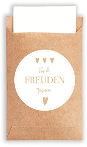 Plantvibes 100 Umschläge & 100 Freudentränen Sticker aus Papier im Vintage-Stil für die Hochzeit, CO2 neutrale kleine Papiertüten mit Aufklebern