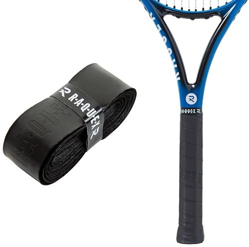 Raquex Enhance Replacement Racket Grip: Tennis Grip, Badminton, Squash Grip Tape, Padel, Pickleball. 14 Colours. Premium, Self-Adhesive Tennis Racquet Grip with Finishing Tape (Black, 2 Grips)