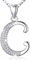 AEONSLOVE Damen Buchstaben Kette Silber Halskette Buchstabe C Kette Mit Buchstaben Brief des Alphabets Initiale Anhänger mit Zirkonia Schmuck Geschenk für Mädchen