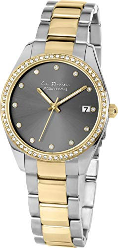 JACQUES LEMANS Damenuhr La Passion Metallband massiv Edelstahl ip-Gold/Bicolor Swarovskisteine LP-133G