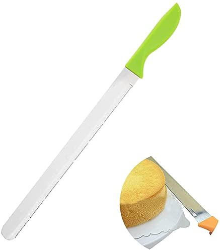 meizhouer 10Inch/12Inch Stainless Steel Cake Knife Plastic Handle Baking Pastry Spatulas Serrated Bread Knife Kitchen Baking Tool (12 inch)