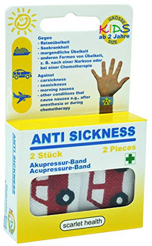 scarlet health | Akupressurband »Sea«, 1 Paar elastische Armbänder zur Anwendung am Handgelenk, für Kinder & Erwachsene – diskreter Reisebegleiter (Rot Auto)