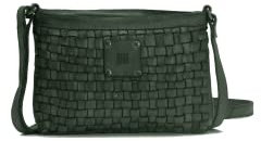 Biba Tasche für Damen aus echtem Leder, Umhängetasche Heritage Kansas KA9, Langen Griff, Reißverschluss, Echtes Rindsleder, Grüne Farbe