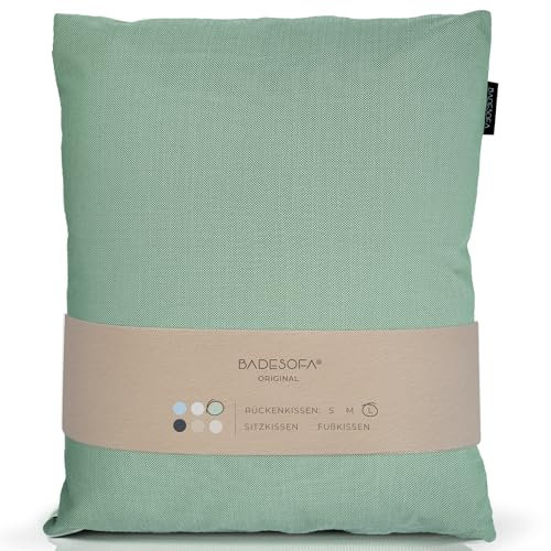 BADESOFA® Badewannen-Kissen L | Premium-Qualität | Bequemes Wannen-Kissen | Schnelltrocknend | Made in EU | Badewanne-Kissen waschbar | Bade-Kissen Grün | Zubehör für breite, hohe Badewanne