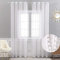 MIULEE Gardinen mit Pompons-Wunderschöne Weiss Vorhang mit Bommeln für Kinderzimmer, Mädchen Zimmer, Transparent Ösenvorhang 2er Set für Schlafzimmer Wohnzimmer Küche, Jeder H 145 X B 140cm