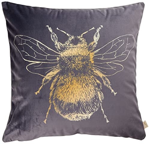 Evans Lichfield Kissenbezug mit Goldener Biene, Polyester, grau, 43 x 43 cm (Pack of 1)