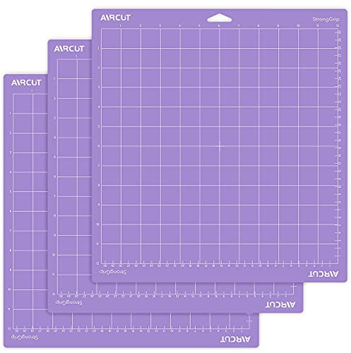 AIRCUT Schneidematte für Cricut Maker/Explore Air 2/Air/One (30,5 x 30,5 cm, 3 Matten) Strong-Klebestreifen, Violett Quilting Cricket Schneidematten Ersatzzubehör für Cricut