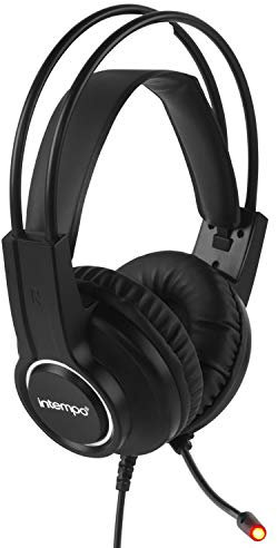 Intempo EE5800BLKSTKEU7 Quest Wired Gaming Headphones, Built-In Colour Changing LED Lights, Adjustable Microphone & Headband, Cable Adaptor, Cushioned Ear Cups, Compatible with Xbox, PS4, PS5, Black