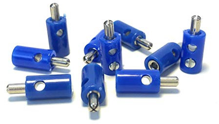 BELI-BECO 61/7 Querlochstecker - Miniatur-Bananenstecker mit Stift-Ø: 2,6mm - 10 Stück (Blau)
