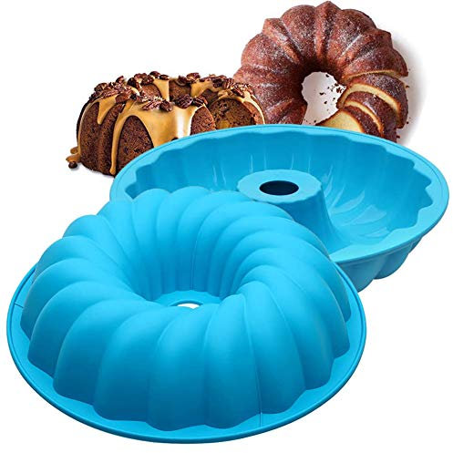 NALCY Silikon Gugelhupfform, Hochwertige Silikon-Kuchenform, Antihaft & Leicht zu Reinigen, Silikon Backblech Liner Muffin Papierkoffer Backbecher Cupcake, BPA-frei, 10.5 Zoll - 2 Stücke