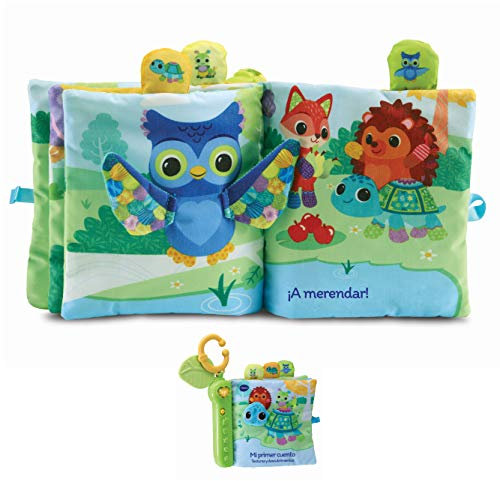 VTech - Mi Primer Cuento Texturas y descubrimientos, Libro Infantil de Tela, Bebés +3 Meses, Descubre la Naturaleza y los Animales, estimula Sentido del Tacto, Anilla para Colgar, Versión ESP