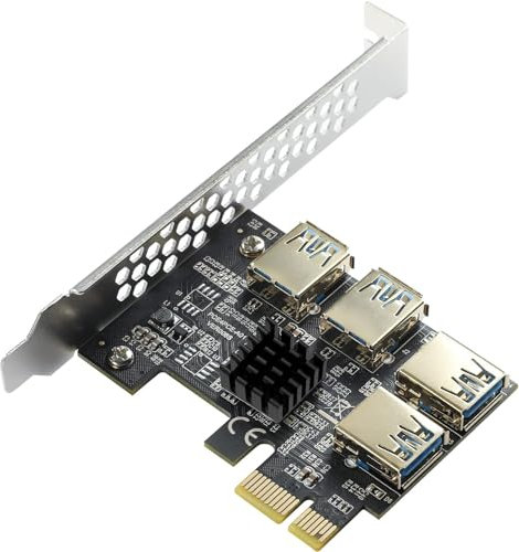MZHOU PCIe 1 bis 4 PCI-Express,4-Port-PCIe-Riser-Adapterplatine USB 3.0 Adapter Multiplier Karte mit höherer Stabilität für Bitcoin Mining