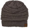 C.C Uni Strickmütze mit Zopfmuster, warm, flauschig, gefüttert, Skully Beanie, Earth Grey, Einheitsgr��e