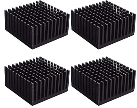 HANBOLI Dissipatore di Calore in Alluminio 4PCS 40x40x20mm Dissipatori di Calore per radiatore con Alette di Raffreddamento con Nastri Adesivi conduttivi Termici 3M per Il Raffreddamento