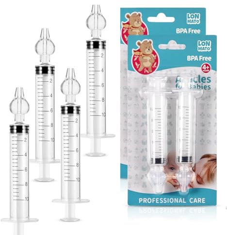 PLABBDPL Siringhe Lavaggio Nasale Neonato 10 ml, Irrigatore Nasale,Oliva Nasale Bambini, Irrigazione Nasale Riutilizzabile Portatile Aspiratore Nasale 4 PCS
