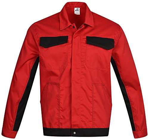 BWOLF DELTA - Giacca da lavoro da uomo, in cotone/poliestere, 4 tasche, rosso/nero, XXL