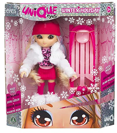 Giochi Preziosi Unique Eyes, Puppe 25 cm – Rebecca, mit ihrem Blick, der dir den Augen folgt, mit Winterkleidung und Zubehör, Spielzeug für Kinder ab 3 Jahren, MYM172