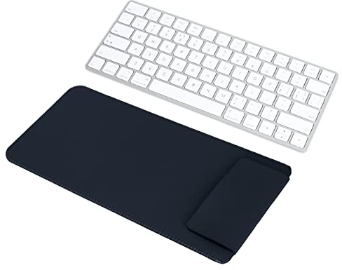 Funda de Viaje para Teclado Inalámbrico de Cuero PU, 30x14x1cm, Compatible Con Magic Keyboard 2 (Azul Marino)