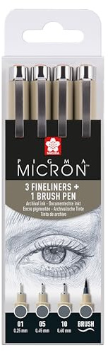 Sakura Cool Grey Pigma Micron Inc. 1 Brush Pen - Set of 4