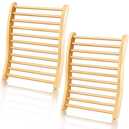 Mudder 2 Pack Sauna Rückenlehne Infrarot Holz Sauna Zubehör Rückenlehne Rutschfest Zeder Ergonomische Sauna Rückenlehne Saunastuhl mit Rückenlehne Universal für Fass oder Infrarot Sauna Ruhen