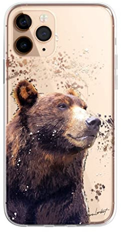 SmartGiftShop American Wildlife Animals Case Splatter Art CLEAR Phone Cover Case Exclusive Artwork for iPhone 13 - Brown Bear