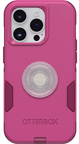 OtterBox Bundle Commuter Series Case for iPhone 14 PRO - (INTO The Fuchsia) + PopSockets PopGrip - (Clear/Glitter/Silver)