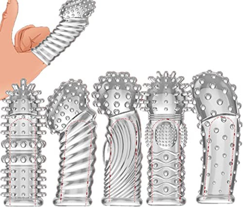 7Stück Erotisches Zubehör G Punkt Stimulation Finger Kondome G-Punkt Ärmel Klitoris Massage Sex Spielzeug für Frau Penis Ärmel Sex Verzögerung Wiederverwendbare Kondom, für Freundin Geschenk