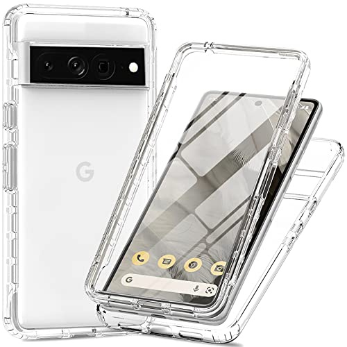 XINYEXIN für Google Pixel 7 Pro Hülle 360 Grad Stoßfest, Eingebauter Displayschutz Handyhülle, Farbverlauf Klar Schutzhülle Cover Case für Google Pixel 7 Pro - Kristall