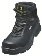 Uvex 3 Schnürstiefel Safets Schuhe S3 SRC Leder Arbeitsstiefel Herren Damen Schwarz Gelb, Schwarz , 36 1/3 EU