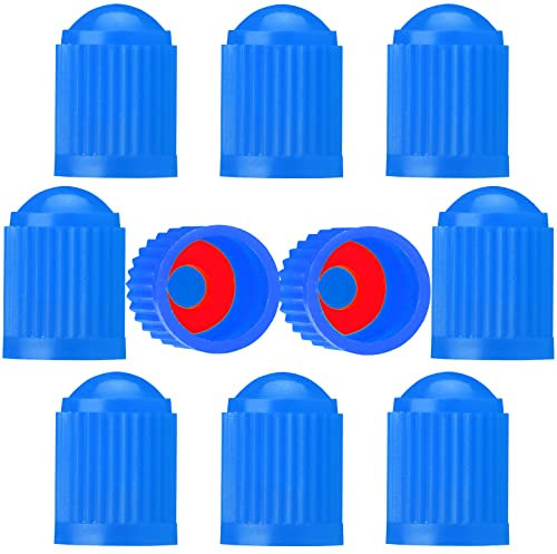 Passgenaue Ventilkappen Auto, TCPENG® Ventilkappen Fahrrad geeignet, Ventilkappen mit Dichtung für stabilen Reifendruck, Fahrrad Ventilkappen, Autoventil Kappe, Fahrradventil Kap (10 Stück Blau)